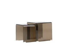 Beistelltisch Isaro - 2 teiliges Set aus Braunglas