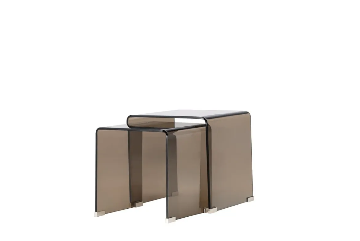 Beistelltisch Isaro - 2 teiliges Set aus Braunglas