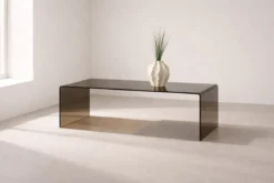 Beistelltisch Jorena - aus gebogenem, braunen Glas