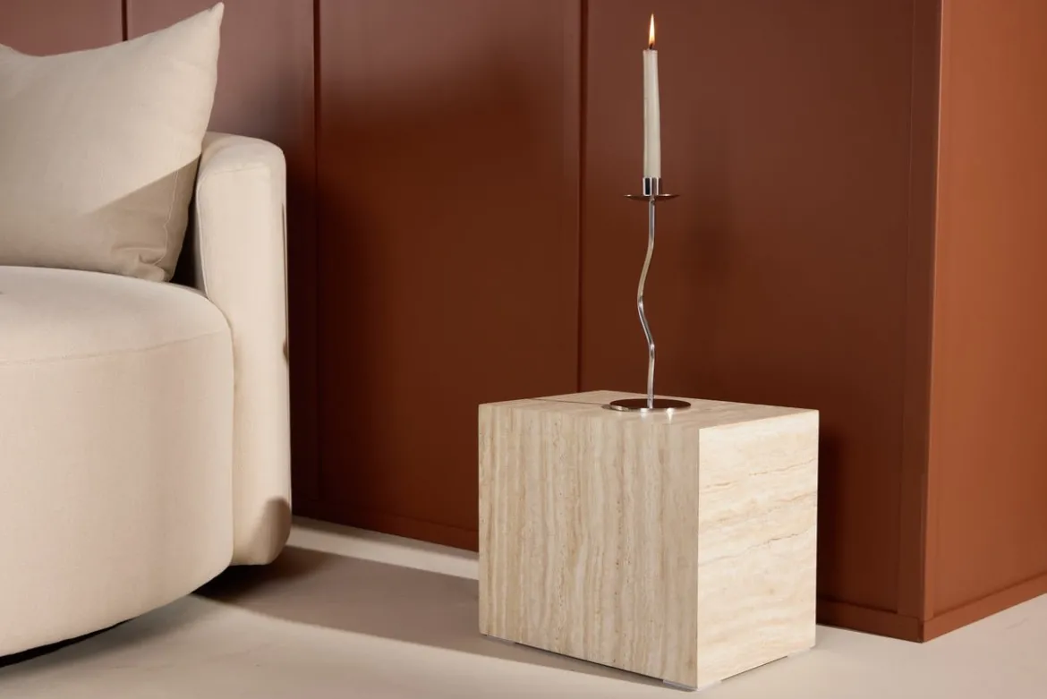 Beistelltisch Quadro – in Beige mit Steinoptik