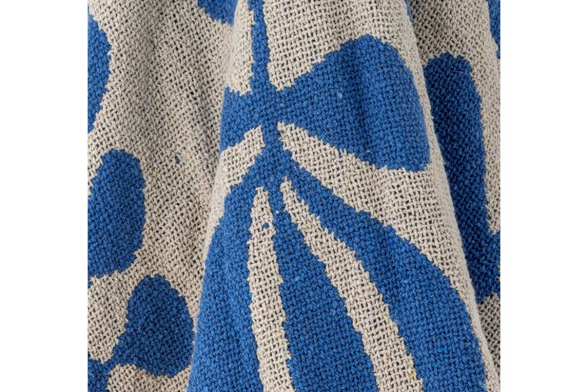 Überwurfdecke Amal - Blau, aus recycelter Baumwolle