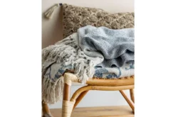 Überwurfdecke Kia – Grau, aus recycelter Baumwolle