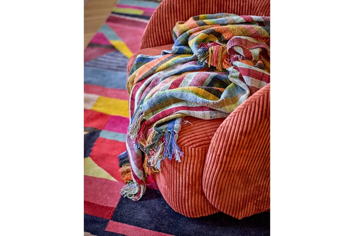 Überwurfdecke Tahi - Bunt, aus recycelter Baumwolle