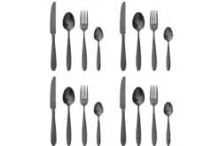 Besteck-Set Carména – Edelstahl mit matter schwarzer Oberfläche