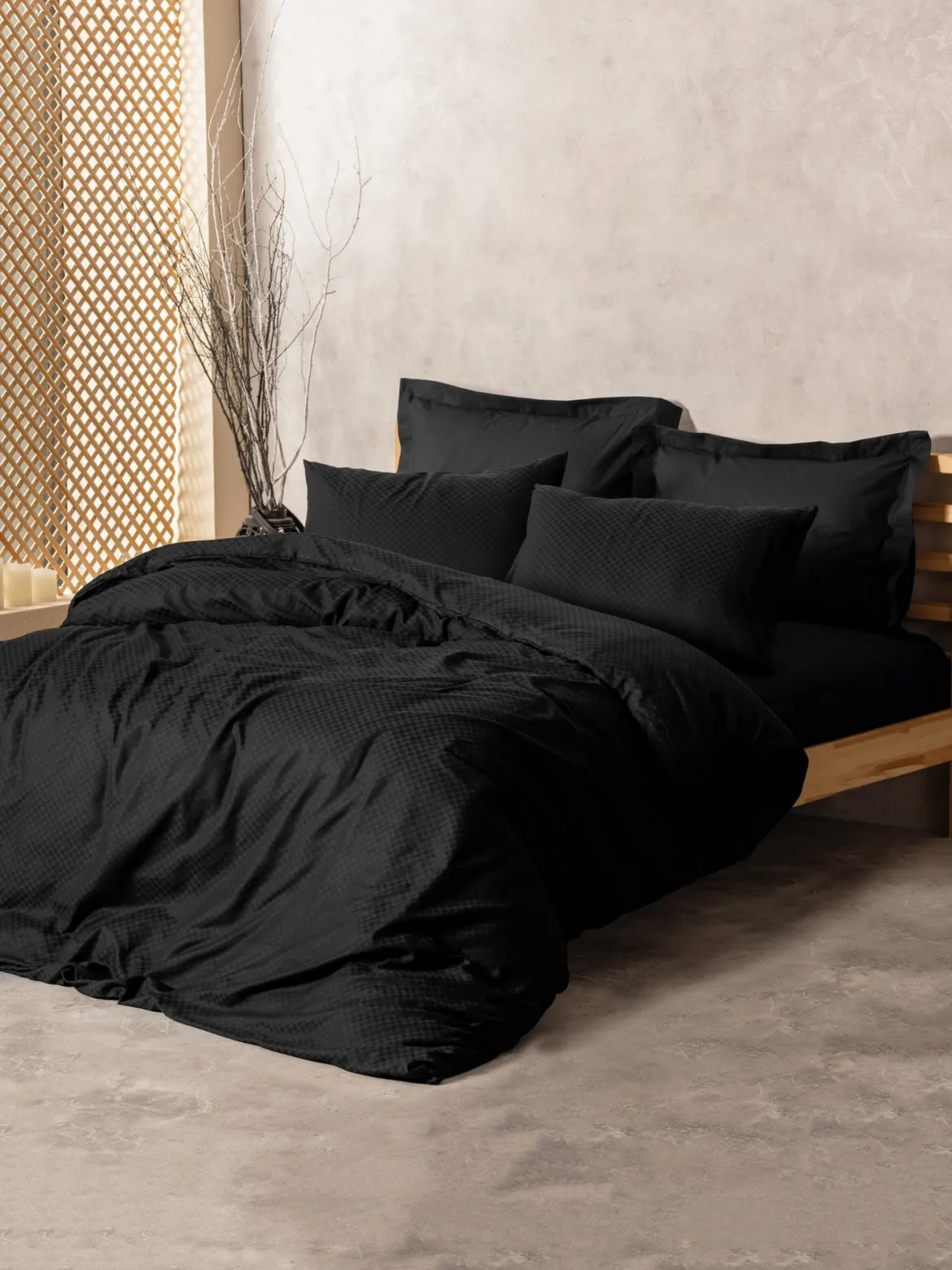 Bettwäsche-Set Schwarz – 100% Baumwolle Ranforce