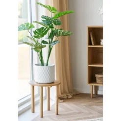 Blumentopf „Avelino“ – Weißer Stahl-Look mit Struktur