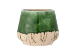 Blumentopf Avino – Reaktive Crackle-Glasur in Grün