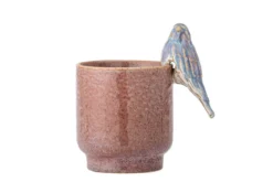 Blumentopf Birdy - Steingut handbemalt mit dekorativem Vogel