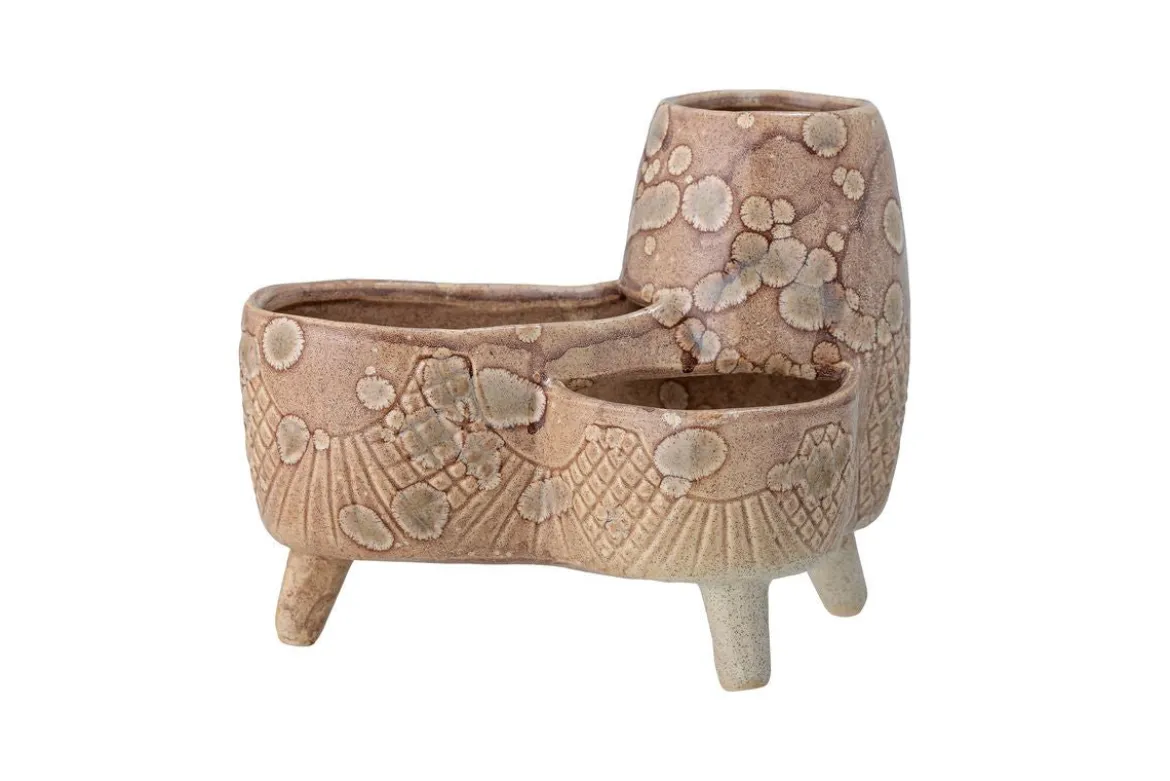 Blumentopf Elsin – Dreibeiniges Steingutdesign in Naturton