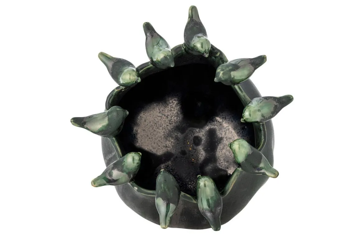 Blumentopf Fiora – Steingut mit verspielten Vogeldetails