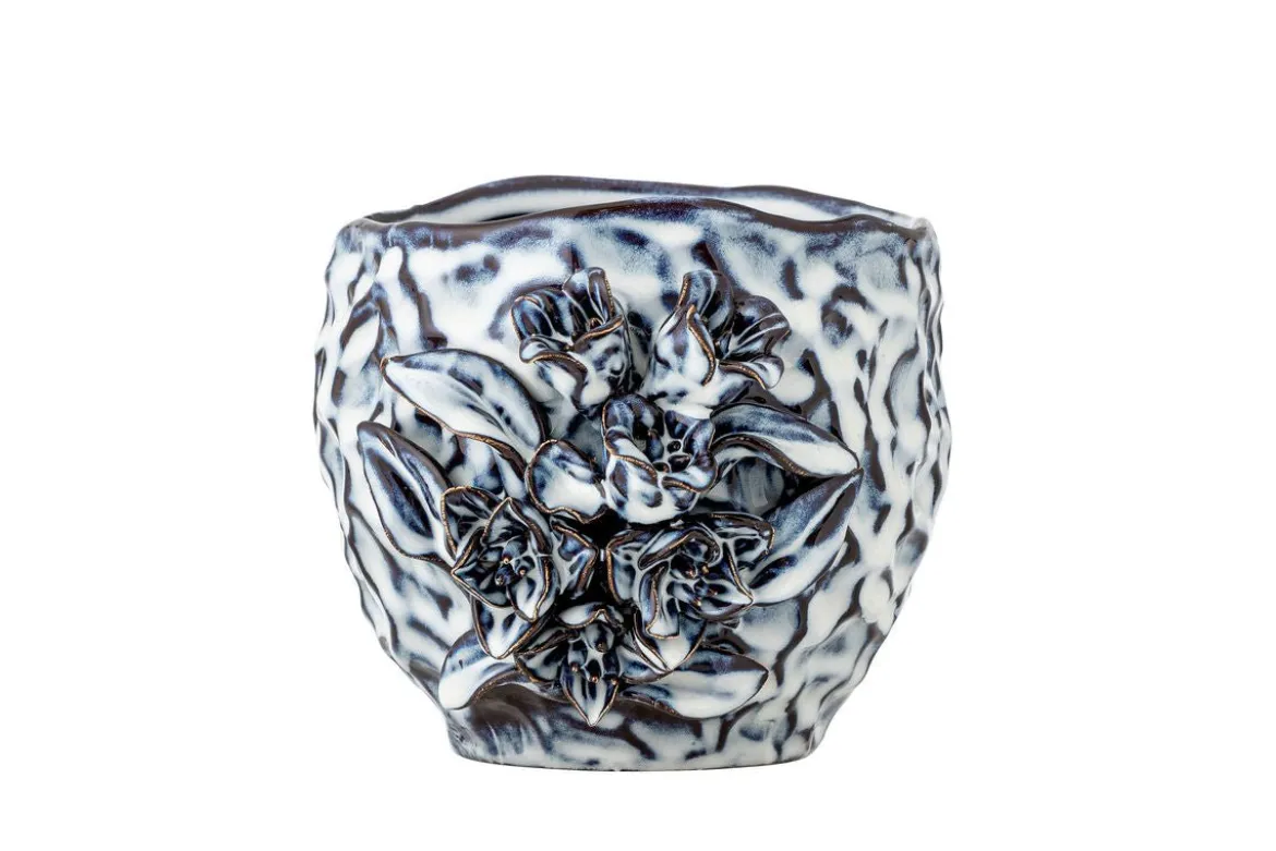 Blumentopf „Florin“ – Blaues Steingut