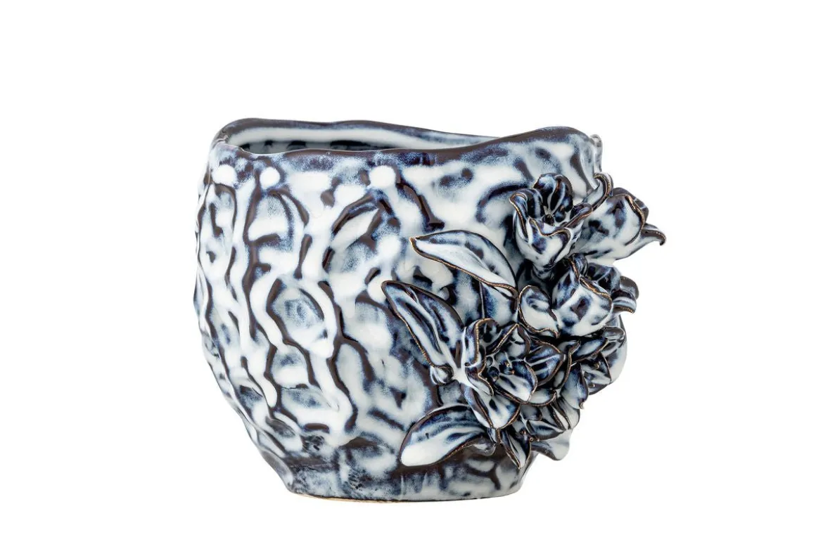 Blumentopf „Florin“ – Blaues Steingut