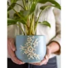 Blumentopf Livia – Handdekoriertes Blütenmotiv in Blau