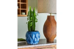 Blumentopf Mareva – Reaktive Glasur in tiefem Blau