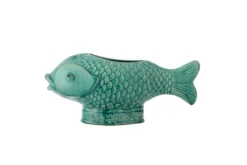 Blumentopf Marino – Steingut mit Fischform in Grün