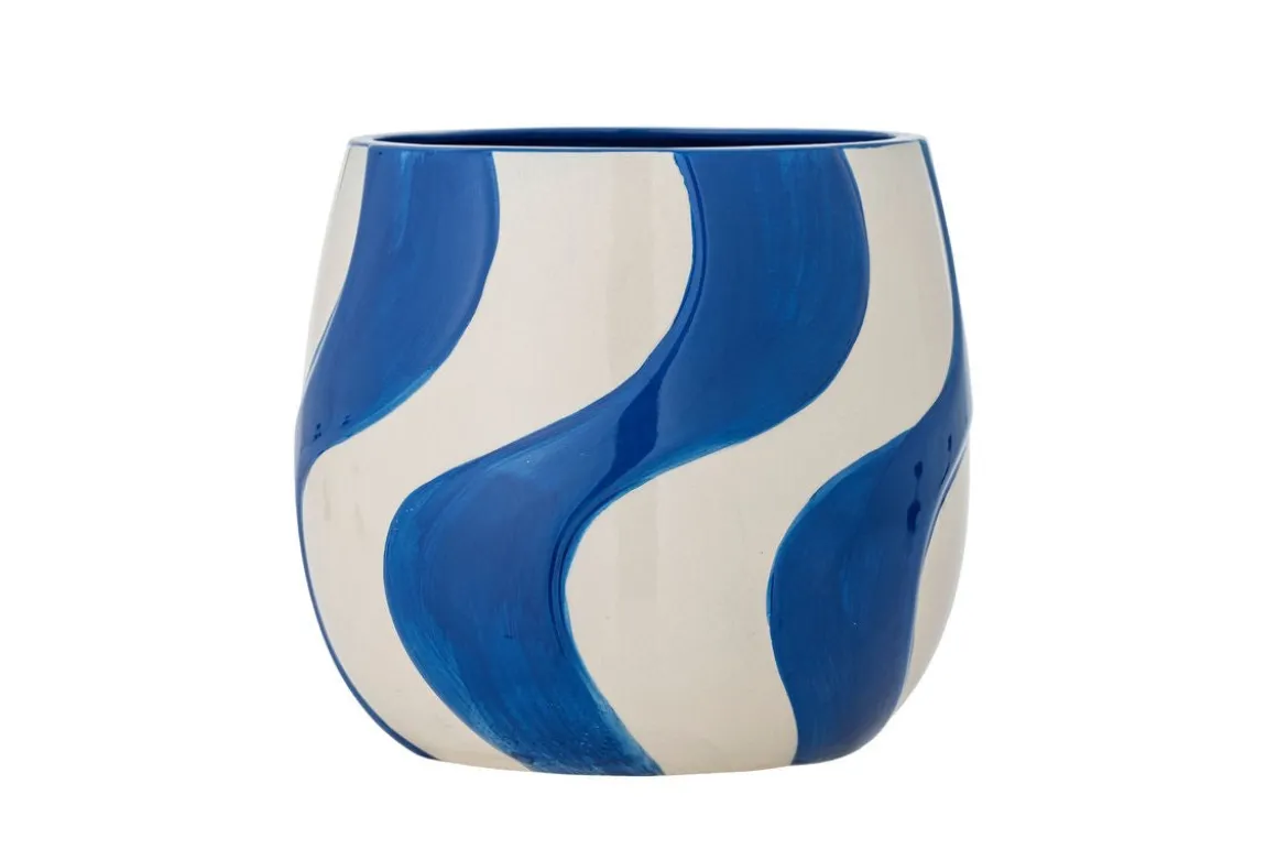 Blumentopf „Maris“ – Blaues Steingut