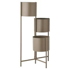 Blumentopf „Marven“ – Braun lackierter Stahl mit modernem 3er-Design