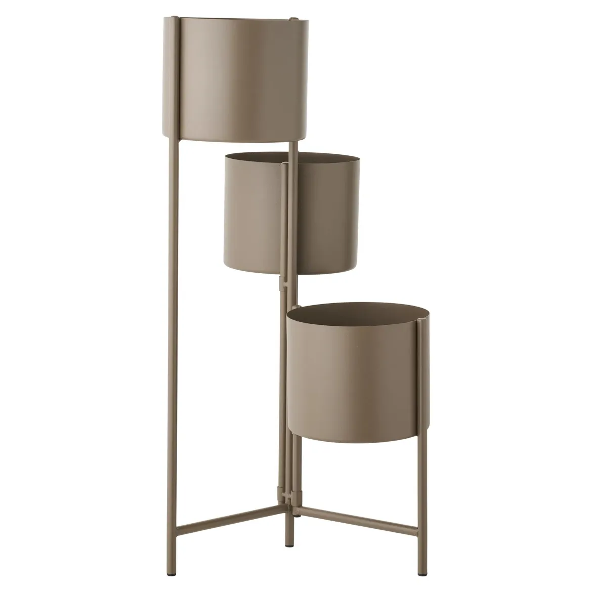 Blumentopf „Marven“ – Braun lackierter Stahl mit modernem 3er-Design