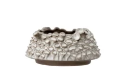 Blumentopf Myra – Skulpturaler Pilzlook in hellem Grau