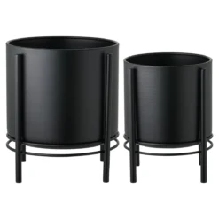 Blumentopf „Nerano“ – 2er-Set aus schwarzem Stahl