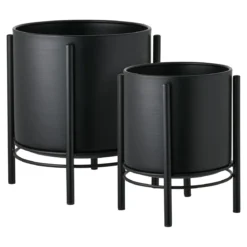 Blumentopf „Nerano“ – 2er-Set aus schwarzem Stahl