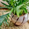 Blumentopf Rosystripe – glasiertes Steingut