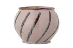 Blumentopf Rosystripe – glasiertes Steingut