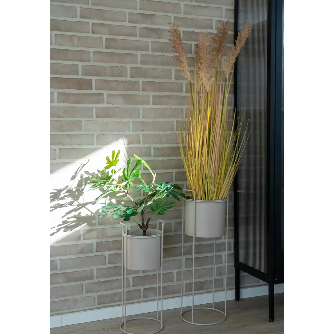 Blumentopf „Salentino“ – Sandfarbener Stahl-Look im 2er-Set