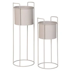 Blumentopf „Salentino“ – Sandfarbener Stahl-Look im 2er-Set