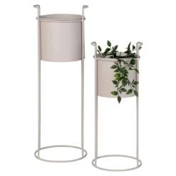 Blumentopf „Salentino“ – Sandfarbener Stahl-Look im 2er-Set