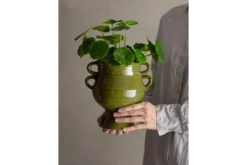 Blumentopf „Selari“ – Grünes Steingut