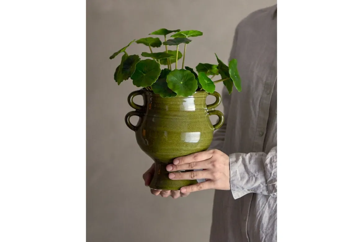 Blumentopf „Selari“ – Grünes Steingut