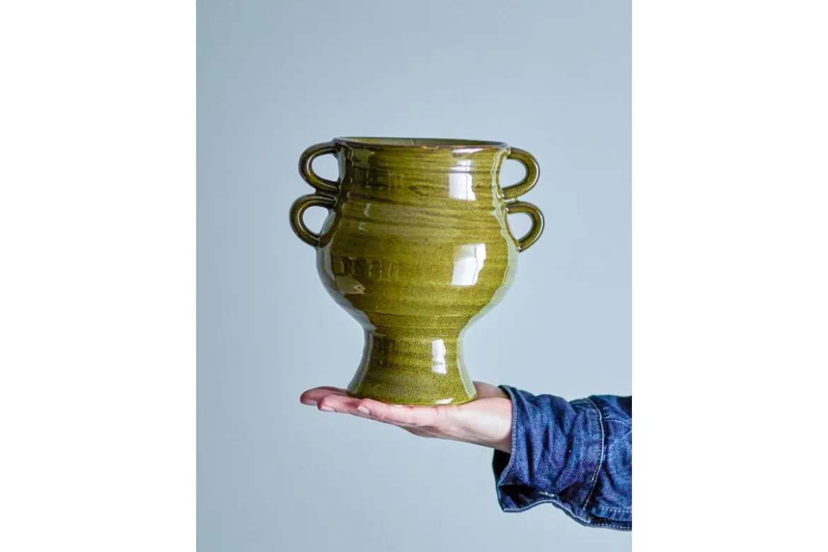 Blumentopf „Selari“ – Grünes Steingut