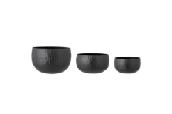 Blumentopf-Set Onyx – Glänzendes Metalldesign in Schwarz (3er-Set)
