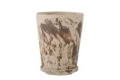 Blumentopf Siena – Aquarellglasur in warmem Braun mit Untertasse