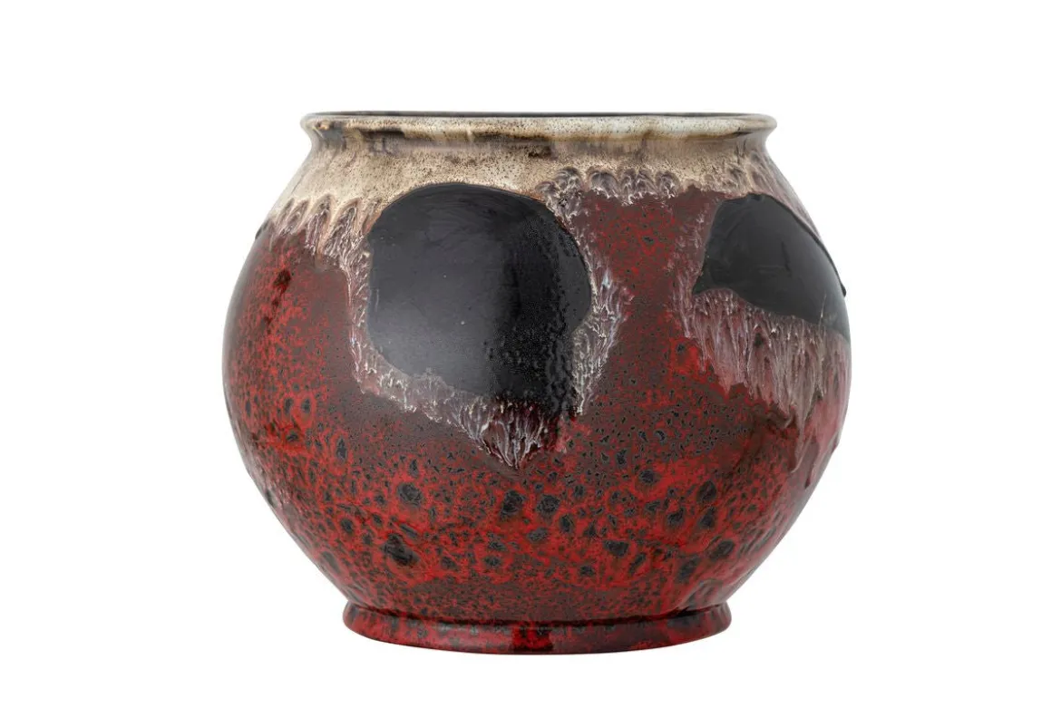 Blumentopf Smaragd – rot glasiertes Steingut