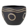 Blumentopf Tarek – Ethno-Design in Schwarz aus Steingut