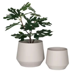 Blumentopf „Trofa“ – Sandfarbener Stahl-Look im 2er-Set