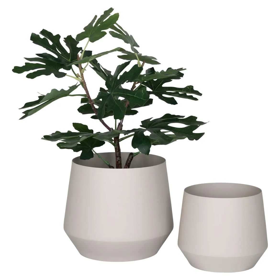 Blumentopf „Trofa“ – Sandfarbener Stahl-Look im 2er-Set