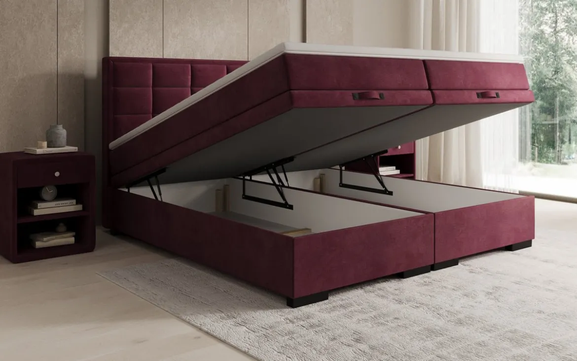 Boxspringbett Alessia mit Stauraum in Samt