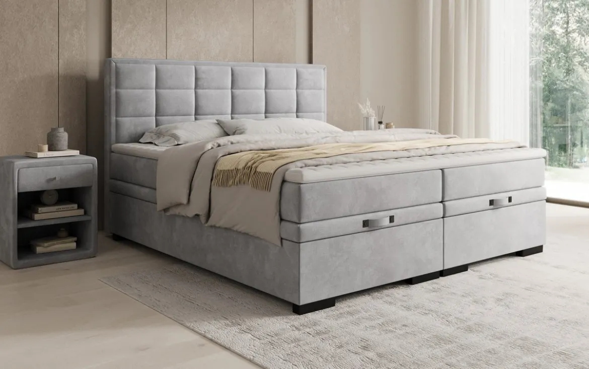 Boxspringbett Alessia mit Stauraum in Samt