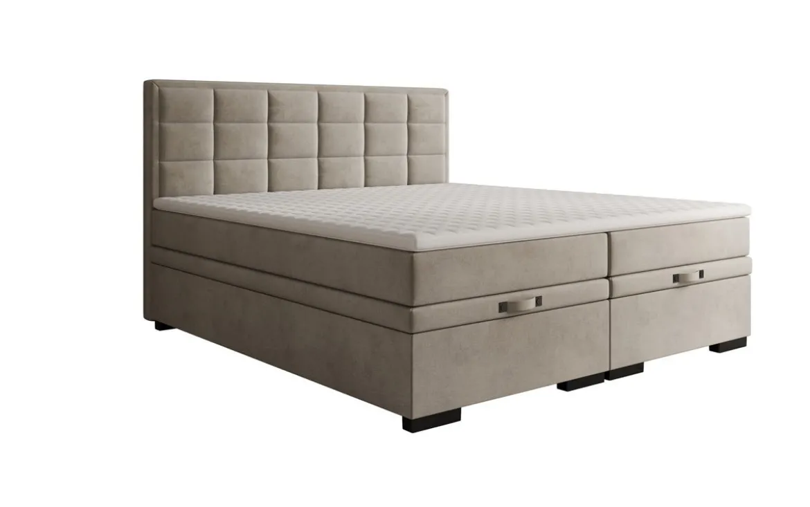 Boxspringbett Alessia mit Stauraum in Samt