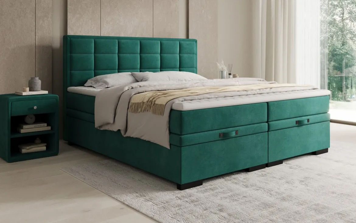 Boxspringbett Alessia mit Stauraum in Samt