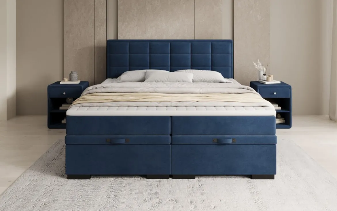 Boxspringbett Alessia mit Stauraum in Samt