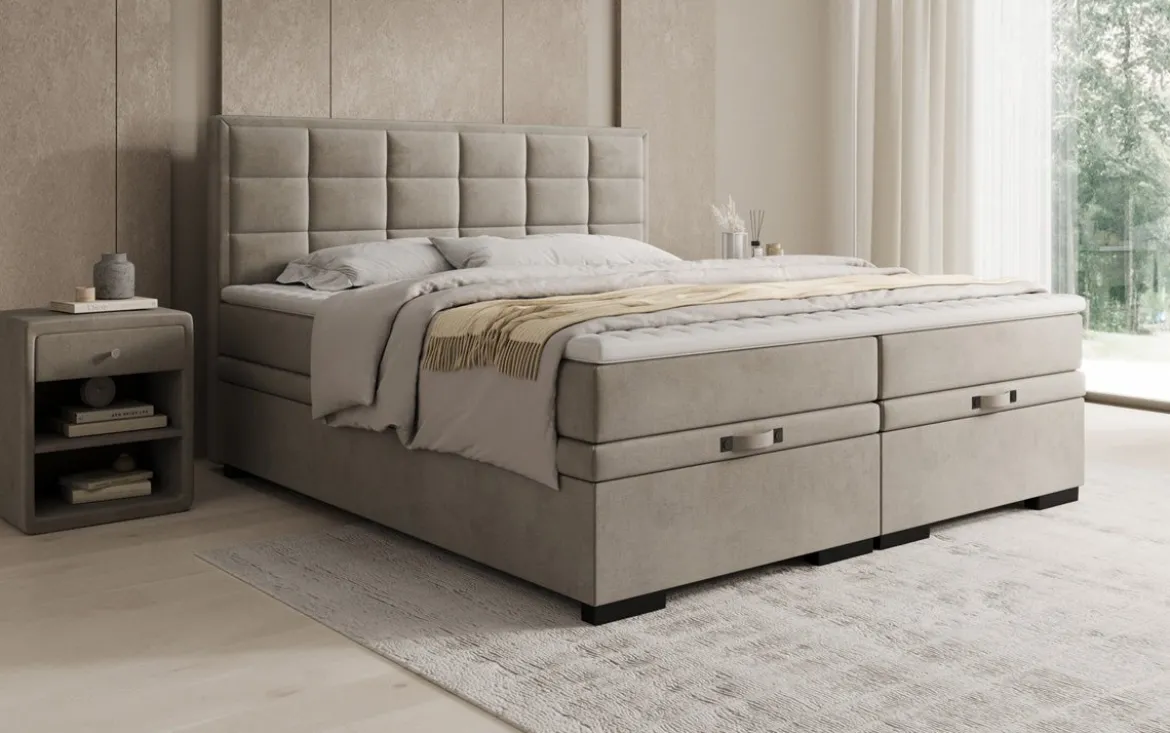 Boxspringbett Alessia mit Stauraum in Samt