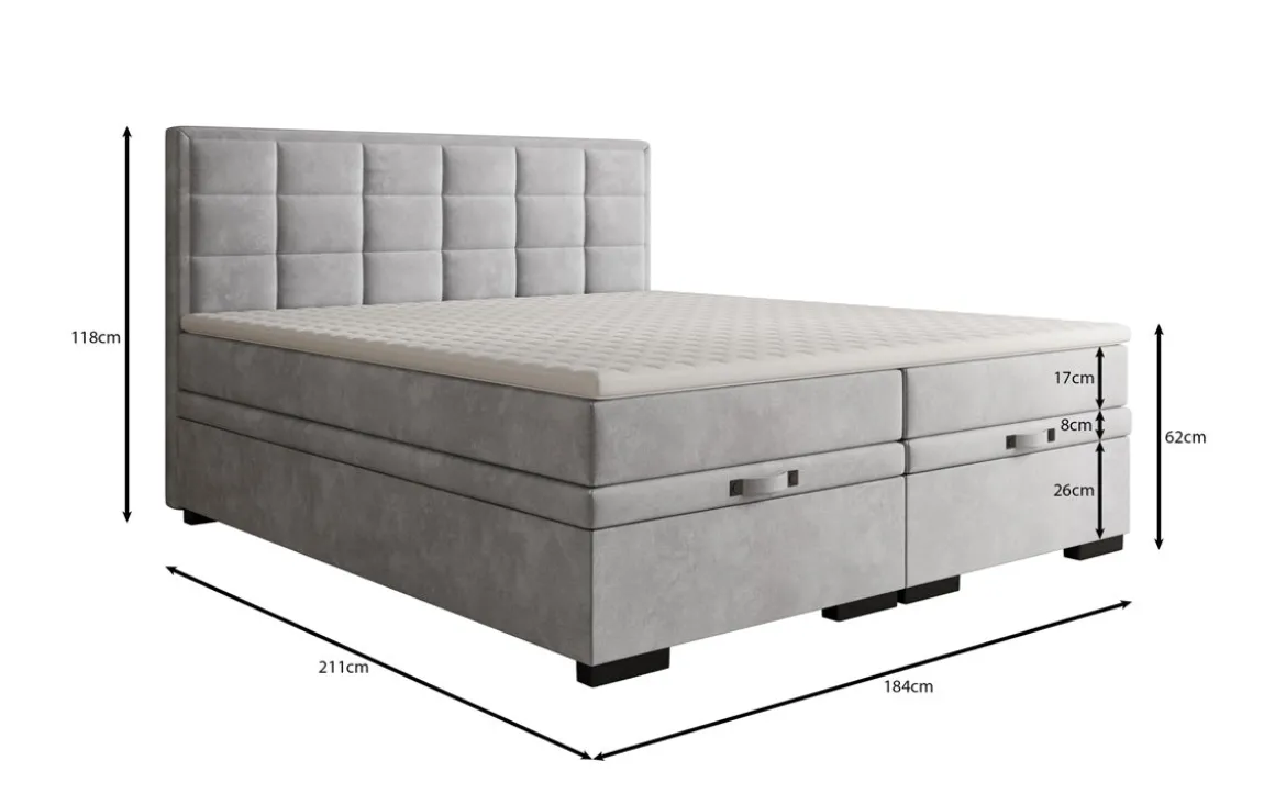 Boxspringbett Alessia mit Stauraum in Samt