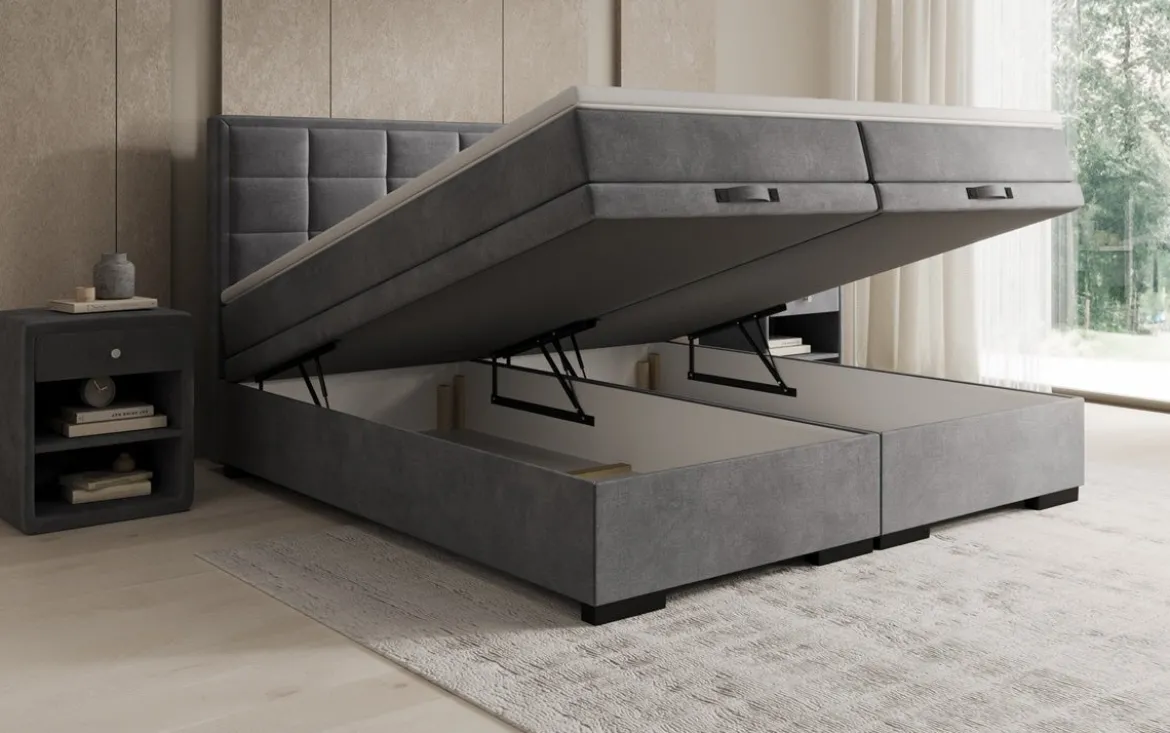 Boxspringbett Alessia mit Stauraum in Samt