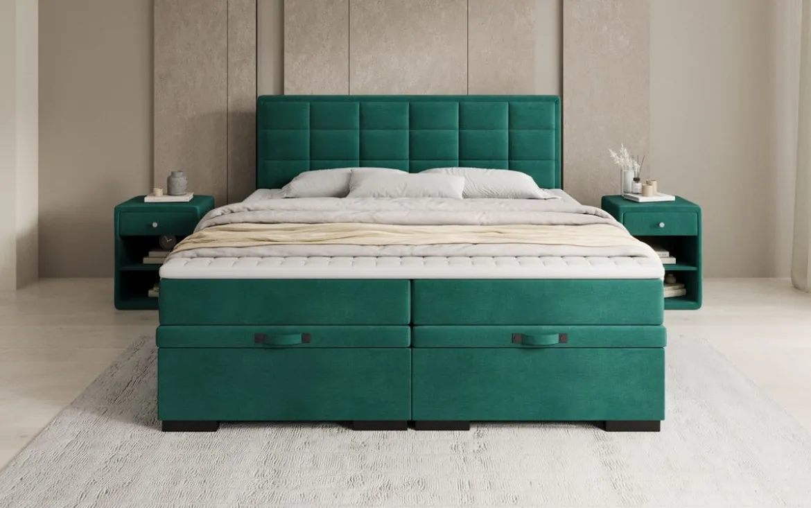 Boxspringbett Alessia mit Stauraum in Samt