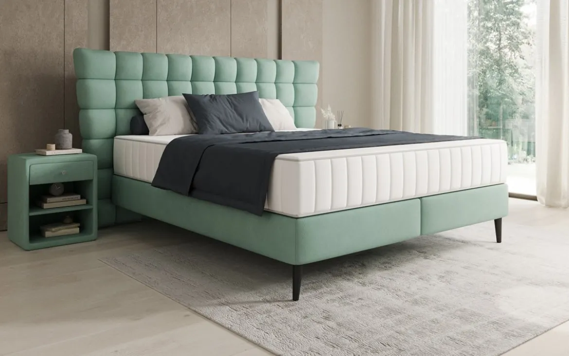 Boxspringbett Alvion in Echtleder