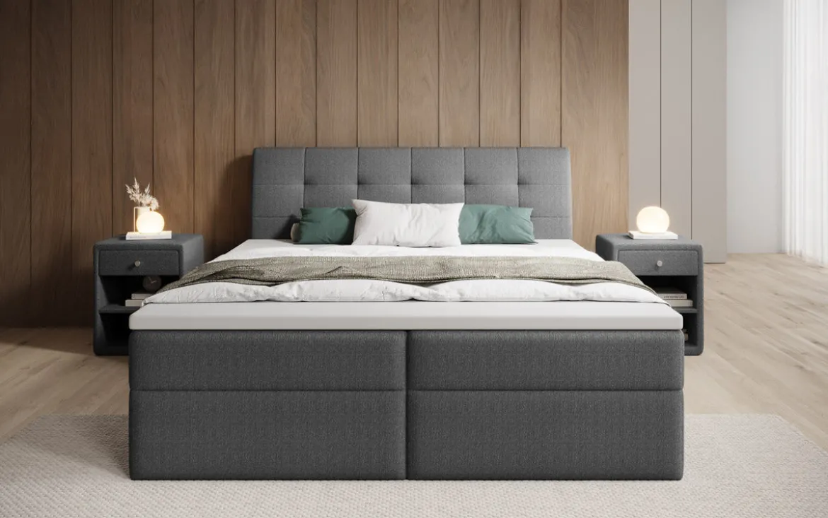 Boxspringbett Amalia Bouclé mit Stauraum